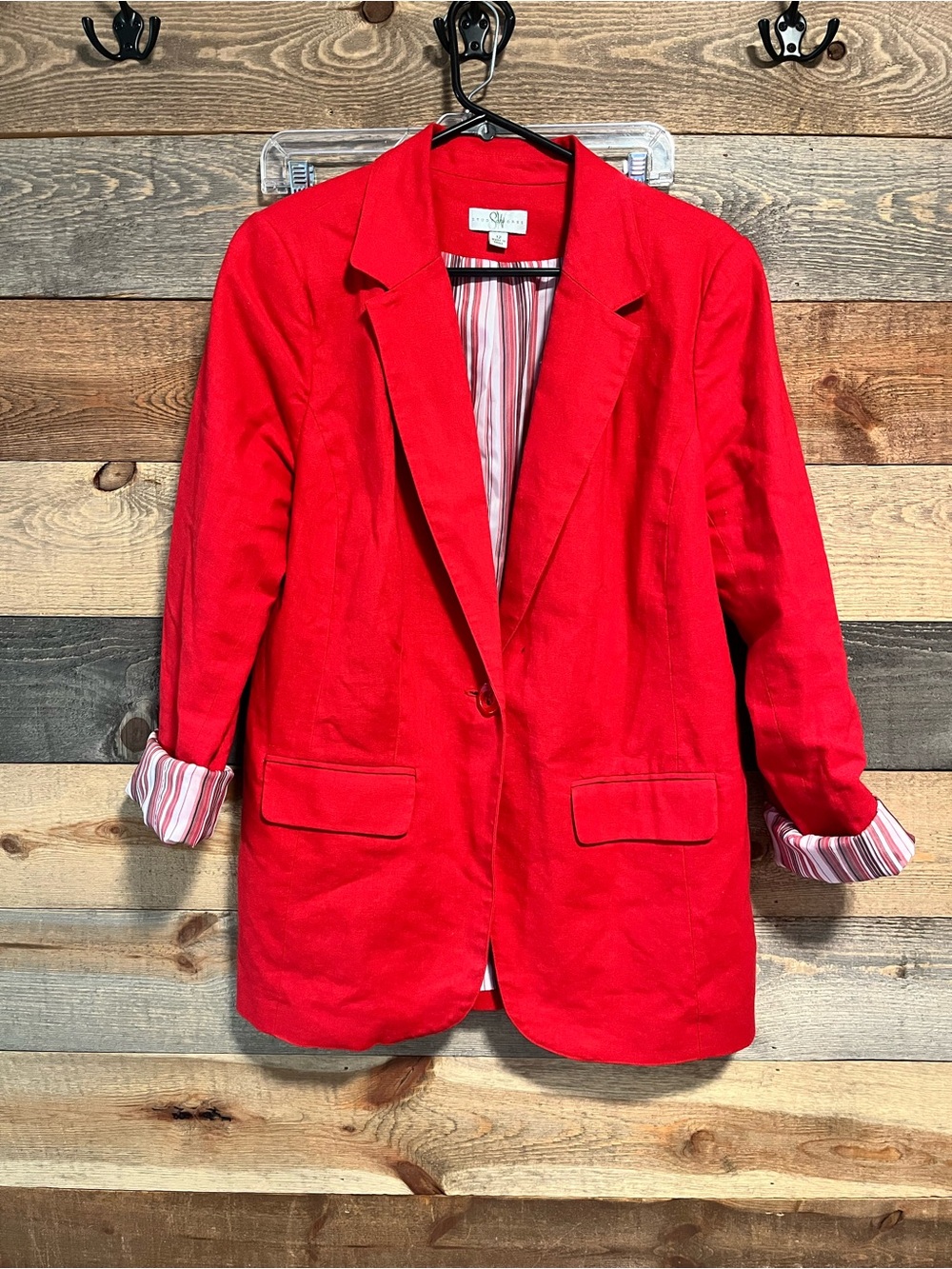Women’s Studio Works Red Women's Single-Button Blazer Size 12